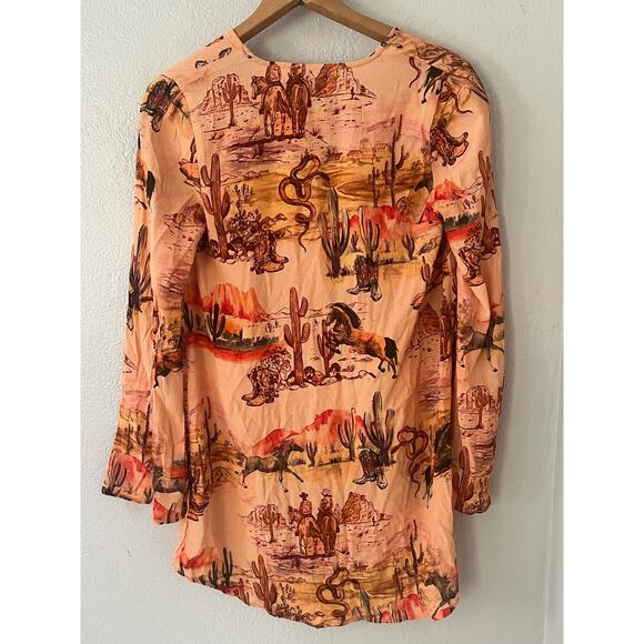 New with Tags NastyGal Rodeo Boho Festival Plunge Smock Mini Dress Size 0 - Picture 7 of 9